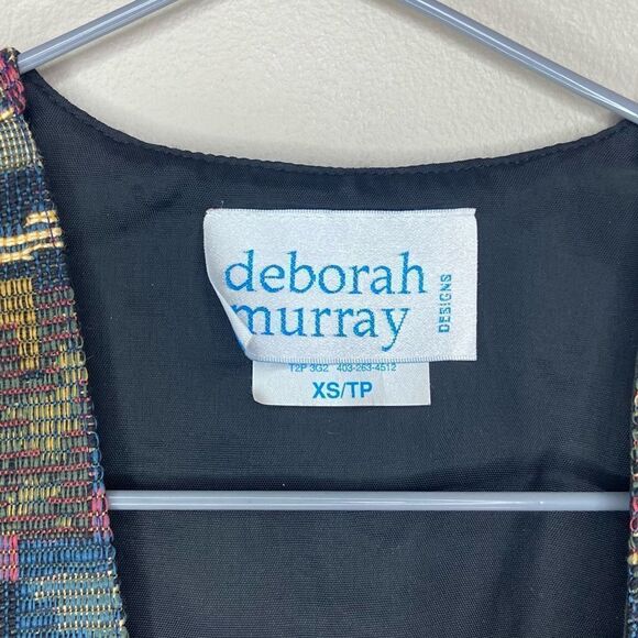 Vintage | Deborah Murray Multicolour Tapestry V-Neck Quilted Vest Size XS - Picture 4 of 6